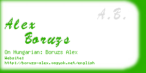 alex boruzs business card